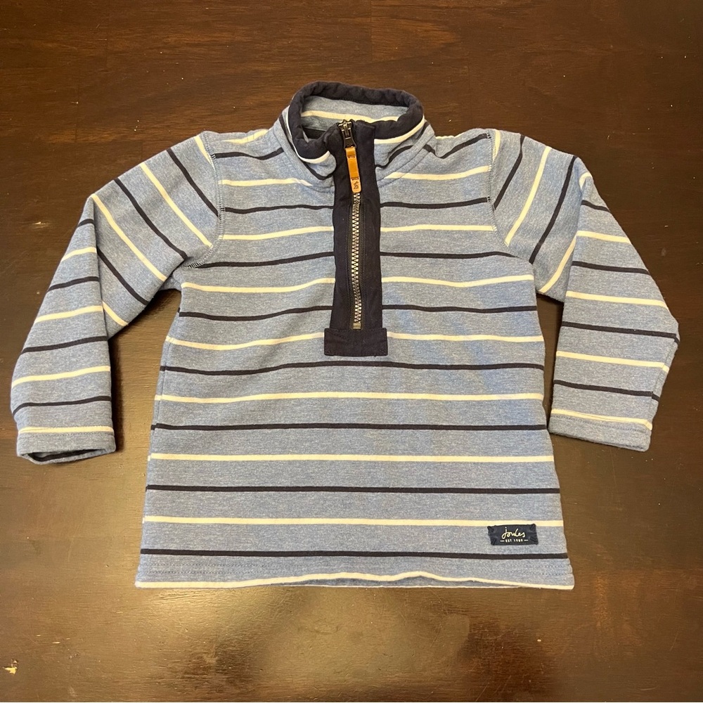 Joules Boys Half Zip Shirt Saltwash Dale Bluestrip Pullover Sz 4y Blue Stripe